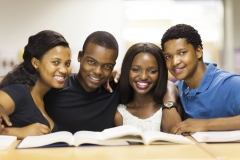 group of african american college students in library